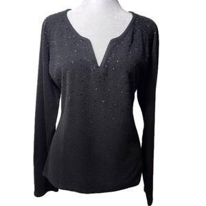 Baranda Bead Embellished V-Neck Pullover Sweater